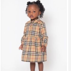 Baby Girls Olivetta Check Dress With Knickers in Beige 6 Months
